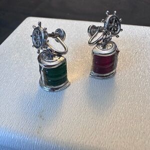 Vintage His Lordship Prod Co Sterling Nautical Lantern Screw-Back Earrings 10g